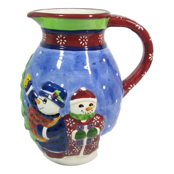 Vintage 1999 Block "Snow People" by Gear Pitcher Hand Painted Snowmen Christmas - Picture 4 of 7